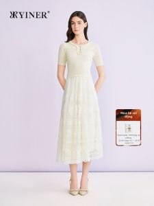 Đầm Ôm Dáng Cổ Tròn Kết Hợp Mạng Sắt Chất Liệu Ren Thanh Lịch