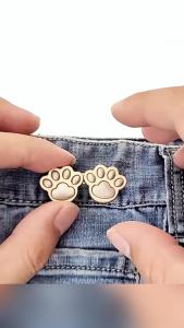 Makery【Ready in Stock】 Cute Cat Paw Waist Buckle Pants Waist Button Adjustable Detachable Fixed Snap Fastener 1set