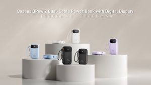 Baseus Double Cable Power Bank 20000mAh/10000mAh Digital Display 20W PD 4 Ports Fast Charging Built in Cables Portable Power Bank