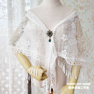 Handmade Large Shawl Scarf Chinese Style Lace Spring Autumn Hanfu Accessory Ancient Triangle Pure Handmade Trim Edge