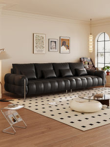 Vintage Imported Leather Piano Key Design Minimalist Sofa