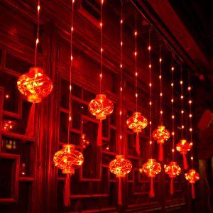 New Year Decoration Chinese New Year Decoration Led Colored Lamp Red Lantern Courtyard Scene Dress up Ambience Light Outdoor Waterproof XINGX