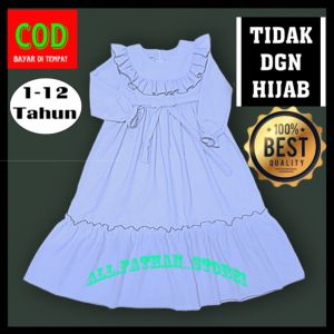 BAJU GAMIS PUTIH LIS HITAM USIA 2-12 TAHUN