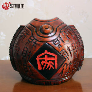 Modern Chinese Style Wooden Fish Shaped Money Box Decorative Home Bar Cabinet Decoration Solid Wood Wealth Saving Jar Tabletop Ornament