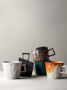 JOTO | Handmade Faceted Kiln-change Rustic Ceramic Coffee Mug
