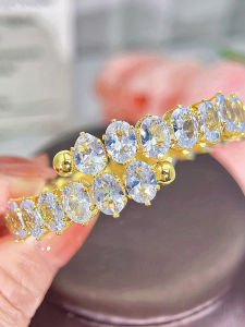 SEQUITO Noble Wrist Jewelry White Gold Plated Pave Setting Oval AAAAA Cubic Zircon High Quality Banquet Party Women Adjustable Open Bangle B306