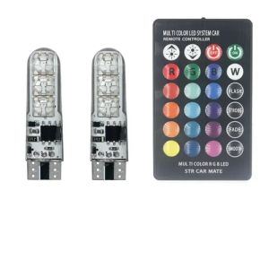 T10 W5W RGB LED Car Interior Bulb With Remote 194 168 LED Canbus 12SMD 5050 Chip Wedge Clearance Lights Auto Dome Reading Light