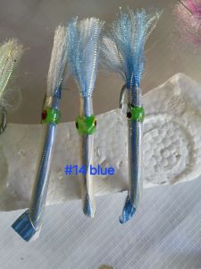 JIG 3 Pieces 1 set of TARAK-TARAK BAITS 14VMC #13/#14 VMC ROUND HADDOCK HOOKS TINNED EYE SINGLE TARAK-TARAK BAITS with 3D EYES. Either have a luminous silver Red clear 3D eyes and for Mackerel Tuna