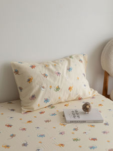 Korean Style Cute Print Pure Cotton Double Layered Pillowcase 48x74cm INS Cartoon Style Pillow Covers Pair Single Person Use