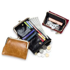 Smart King New Retro Short Wallets for Women Genuine Cow Leather Casual Large Cappacity Girl Card Holder Multifunction Ladies Coin Purse Simple Storage Bag