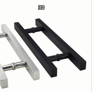 Black Square H-Type Big Back to Back Door Handle
