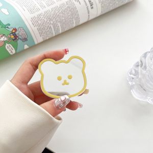 Cute Cartoon Bear Mobile Phone Stand Foldable Makeup Mirror Rotatable Support Ring Clip Magnetic Absorption Silicone Holder