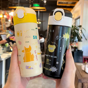 Cốc Nước Cách Nhiệt Bằng Thép Không Gỉ 316 Có Nắp Đậy Đàn Hồi Cho Trẻ Em Cốc Đựng Nước Cho Học Sinh Tiểu Học Thiết Kế Hoạt Hình