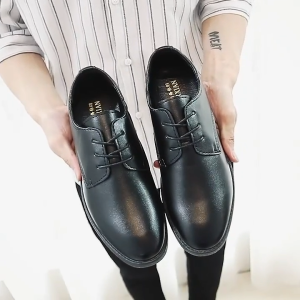 Men's Casual Shoes: Artificial Pu Leather Black Point Toe Business Shoes