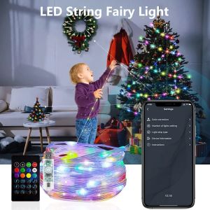 Smart Christmas Lights Led Fairy Light Strip 10M with Remote Control App RGB Color DIY Festoon Street Garland for Party Decor