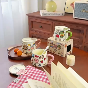 แก้วกาแฟ ของขวัญ ชาวออฟฟิตนักเรียนนักศึกษาลายจระเข้ปุ๊กปิ๊กจระเข้มีฝาปิดเข้าไมโครเวฟได้เก๋ๆเหมาะกับทุกวัย