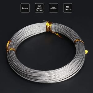50M/ 100M 304 Stainless Steel Wire Rope Soft Fishing Lifting Cable Clothesline 1mm/ 1.5mm/ 2mm 7*7