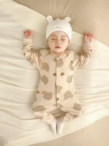 100% cotton áo liền quần dài tay cho trẻ sơ sinh đồ ngủ/đồ mặc cho bé mùa xuân-thu mềm mại thoải mái chất liệu thân thiện môi trường
