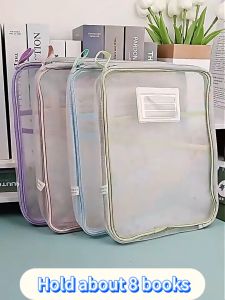 2Pcs Mesh File Bag 3Layers Paper Organizer File Folder Transparent Storage Case L-Type Long Size
