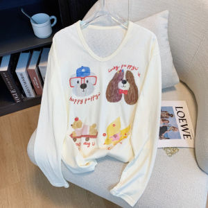Woman Summer Cartoon Print Sun Protection Shirt Girls Ladies Loose Top Student Long Sleeve Women Lightweight Casual Base T-Shirt