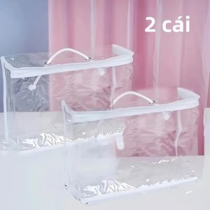 1/2 Chiếc Nhựa PVC Trong Suốt Túi Bảo Quản Chống Thấm Nước Nhà Dệt Hộ Gia Đình 4 Túi PVC Màn Túi Cho Tổ Chức