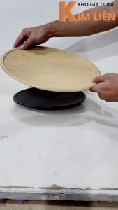 Bộ dĩa tròn mây nhựa VIỆT NHẬT 32cm 35cm - Kích thước lớn làm heo mẹt bún đậu mẹt bày hoa quả cúng - 1247+1248