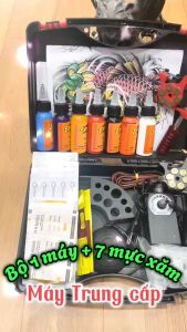 Bộ 1 máy xăm hình trung cấp kèm 7 mầu mực xăm 30ml