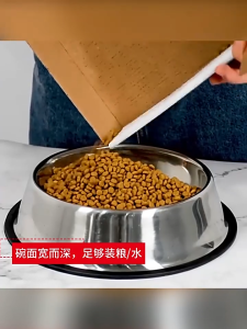 ชามสุนัขสแตนเลส ชามแมว ป้องกันการพลิกคว่ำ ชามสัตว์เลี้ยงชามเดียว ชามอาหาร ชามอาหารแมว สุนัขขนาดใหญ่ อุปกรณ์สุนัขกันลื่น