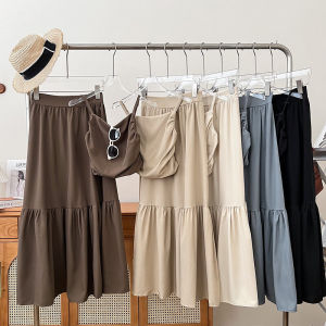 Fashionable Ruffled Short Top Camisole Flounced Slimming High-waist Skirt Set