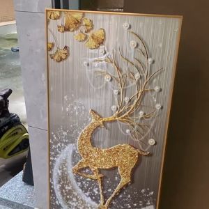Luxury Wall Art & Decor Crystal Porcelain 3D Pattern Al Alloy Frame Porch/Living Room/Entrance/Corridor Home Use Waterproof Durable
