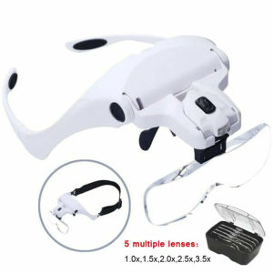 Hot Selling Magnifying Glass LED Light Head Loupe Jeweler Watch Bright Magnifier with 5 Lens