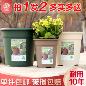 Second Generation Gallon Basin round Thickened Green Radish Chinese Rose Plastic Vegetable Pot Succulent Root-Controlling Water Control Large Diameter Flower Pot