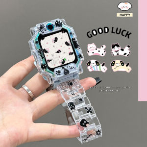 Transparent Shockproof Case Resin Bracelet Wristband Replacement Cartoon Drawing for Huawei Childrens Watch New Brilliance Version Kitten Doggies Suitable for 5xpro 5x 4X 4X pro 8X Wolf Family 3s And 3b Watches