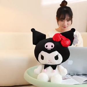 22CM Authentic Sanrio Kuromi Plush Doll Black Purple Cutecartoon Doll Girl Childrens Toy Birthday Christmas Gift