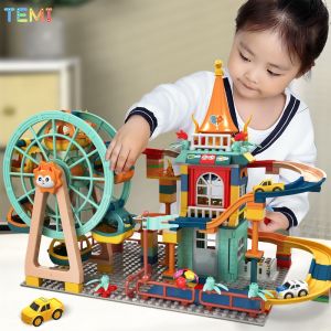 Shipping from MalaysiaTEMI Marble Run Architecture Castle Building Blocks Car Action Figures Friends Children Educational Toys for Boys Christmas Gifts