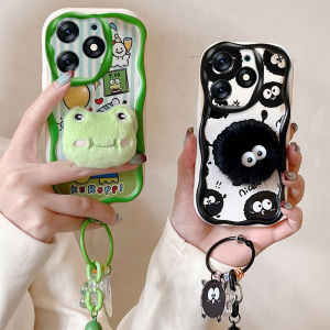 Casing Infinix Hot 40i 40 Pro 30i 30 Play Note 30 4G 5G Phone Case New Design Cute Cartoon Frog Coal Ball Plush Doll Cream Border Soft Cover with Pendant Ring 2024