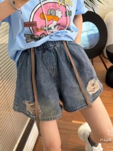 กางเกงขาสั้นยีนส์ทรงหลวมเอวยางยืดสำหรับผู้หญิงไซส์ใหญ่ กางเกงขายาวทรงหลวมเอวสูง ทรงเข้ารูป ทรงขากระบอกเล็ก ทรงเข้ารูป ทรงเข้ารูป