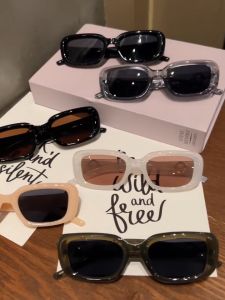 Kacamata Hitam Fashion Wanita Pria Lensa Persegi Anti UV400 Anti Radiasi