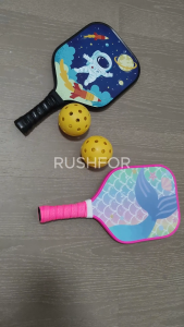 【KL Ready Stock】Kids Pickleball Paddle Racket Cute Cartoon Pattern Lightweight Fiberglass Gift for Students Girls Boys Teens Beginners