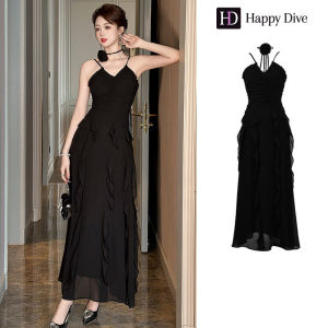 Happy Diva เดรสผู้หญิง เดรสสีดำ เดรสสายเดี่ยว เดรสชีฟอง เดรสทำงาน เดรสไฮโซ เดรสวินเทจ เดรสออกงาน เดรสปาร์ตี้ ชุดราตรี 9828