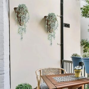 New Design  9-Branch Grey-Green Artificial Eucalyptus Hanging Plant with Pot for Wall Room Indoor Outdoor Shelf Decoration