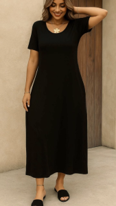 Tiffany Dress Plain Cotton Midi | Casual Loose Fit | Short Sleeve | fit up to 2xl