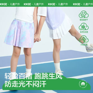 KK Tree Girls Mini Skirt Summer Thin White Pleated Anti-Light Sporty Style Childrens Fashionable Skirts for Ages 5-12