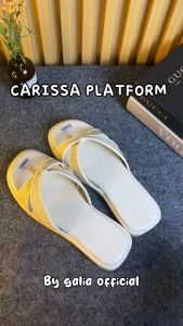 Sandal Jepit Wanita Platform Busa Motif Kain Sendal Selop Tali Silang Carissa