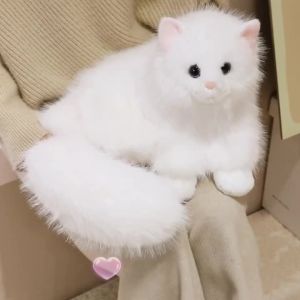 30cm Kitten Plush Long Hair Long Tail Fluffy Cat Doll Bed Decro Pet Toys Birthday Gifts For Friends