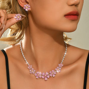 Bộ Trang Sức Hoa Zircon Thời Thượng Dành Cho Nữ - Combo Vòng Cổ Và Bông Tai Sang Trọng Cho Các Buổi Đi Chơi Hàng Ngày Tiệc Tùng Tiệc Cocktail Sinh Nhật