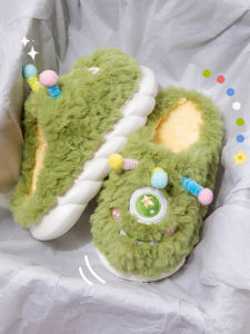 Funny Cotton Slippers Womens Winter Cute Cartoon Interior Home Non Slip Velvet Warm Slugged Bottom Winter Slippers