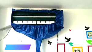 Professional Air Conditioner Cleaning Cover with Drain Outlet Waterproof Dust Clean Protector Bag Fits up to 2 Air Conditioners