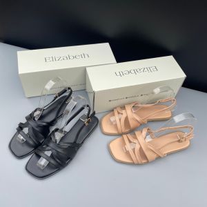 Fashionable Flat Heel Roman Sandals Womens Cross Band Toe Exposure Low Heel Slippers Casual Style Youth Suitable PU Material