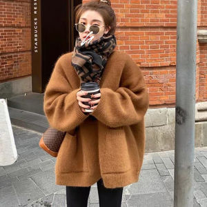 Loose Womens Knitted Open Cardigan Lazy Style Sweater Jacket Retro Spring Autumn New Arrival Comfortable Korean Version Long Sleeve